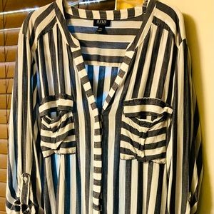 A.N.A Blue/gray striped blouse.